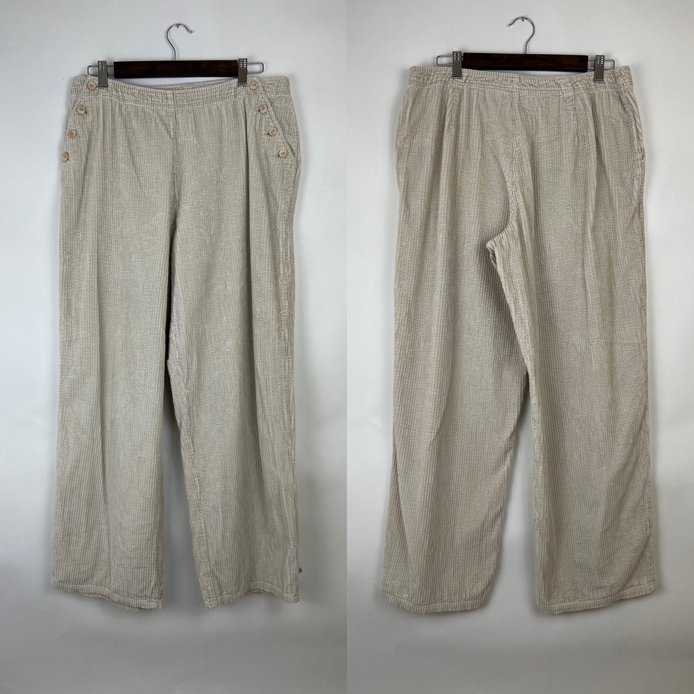 J. Jill Beige Wide Leg Pants with Button Detail